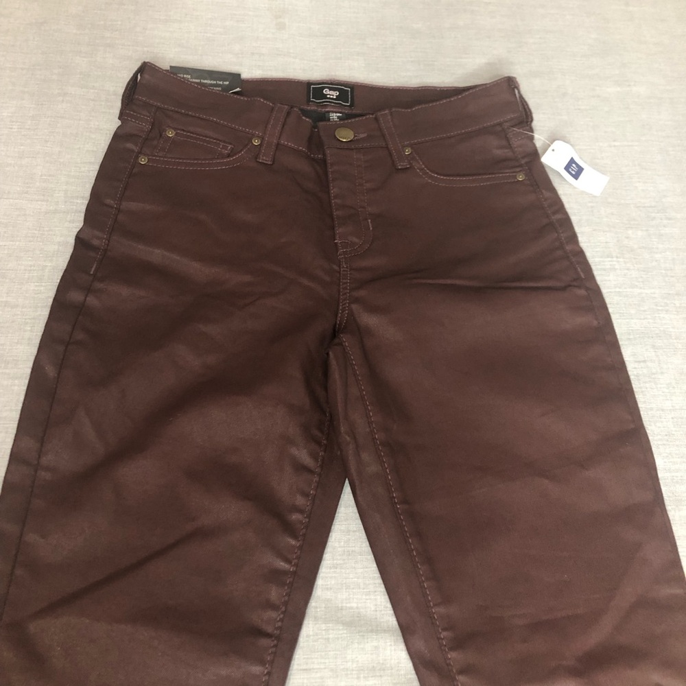 GAP Mid Rise Super Skinny Chocolate Brown Coated Legging Jeans Size 2/26R